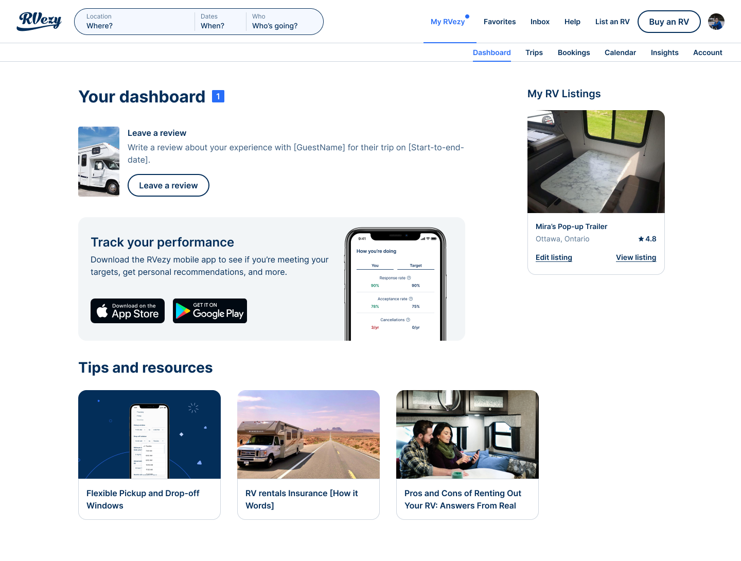Old host dashboard